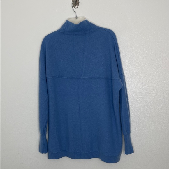 Free People 100% Cashmere Ottoman Slouchy Oversized Tunic Sweater Blue Medium - Picture 6 of 6